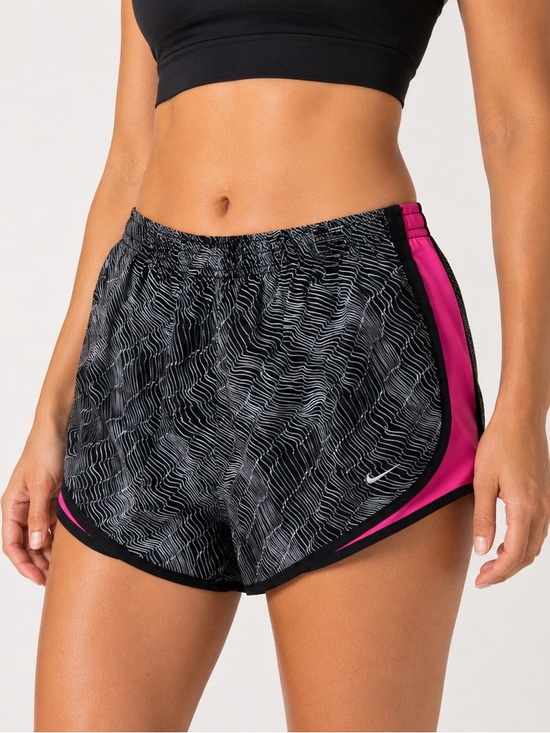 Nike Pants - Nike Dri-FIT Tempo Running Shorts M Black White Wave Print Pink Trim